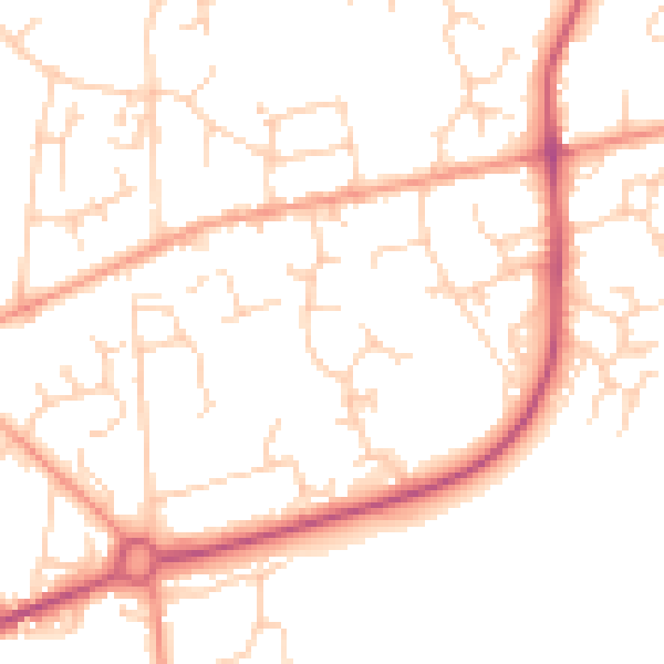 Daytime road noise heatmap for RH13 6SP