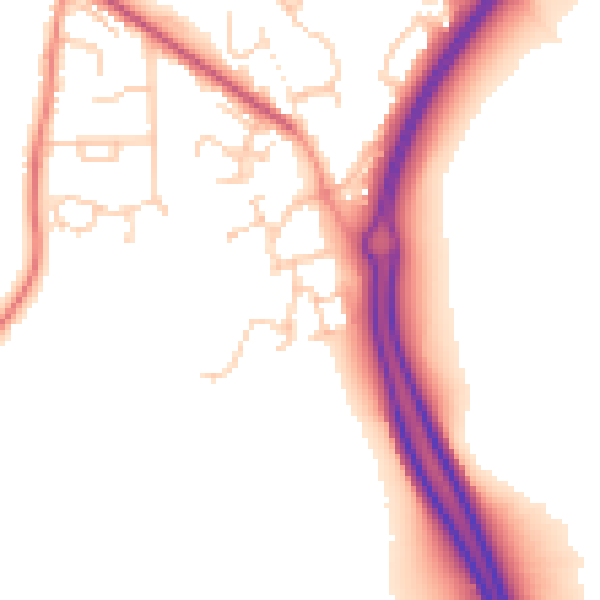 Daytime road noise heatmap for RH13 9FR