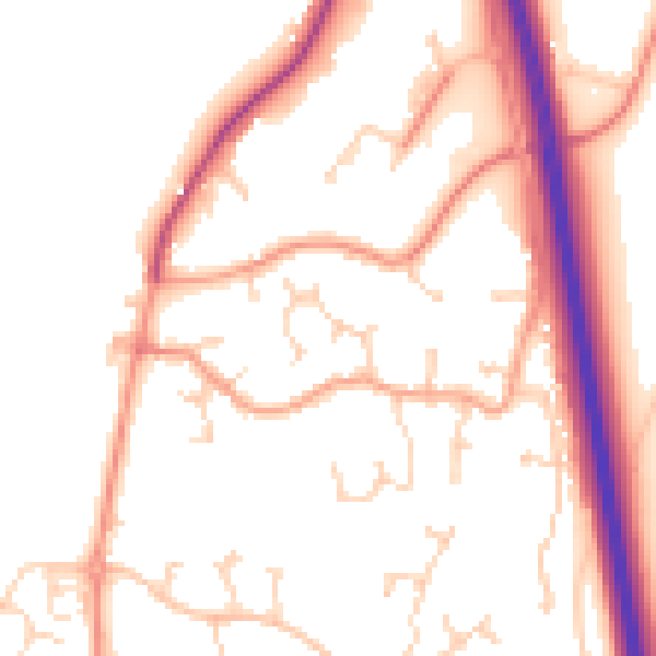 Daytime road noise heatmap for RH13 9GL