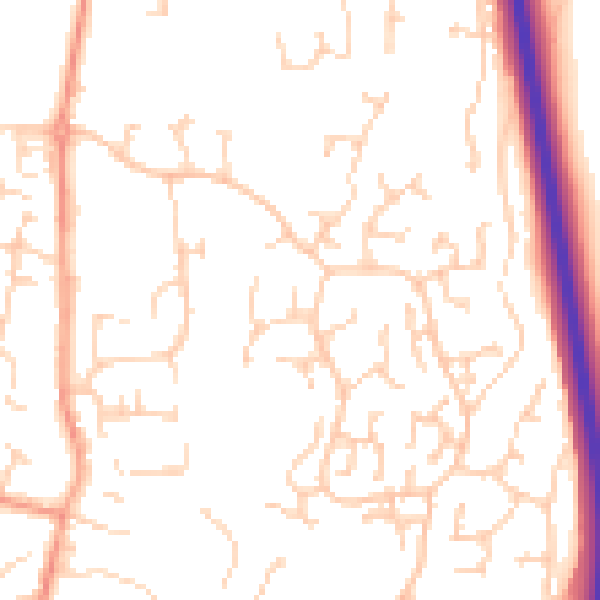 Daytime road noise heatmap for RH13 9XW