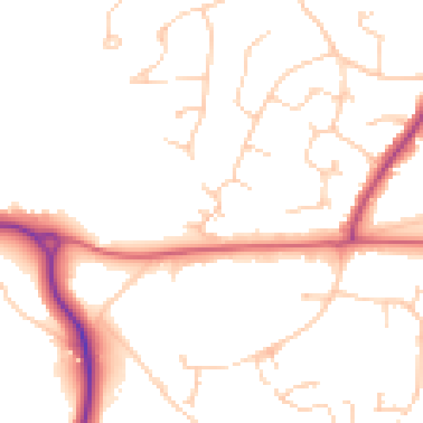 Daytime road noise heatmap for RH16 1AB
