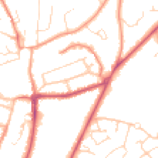 Daytime road noise heatmap for RH16 1AF