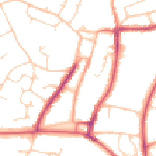 Daytime road noise heatmap for RH16 1BB