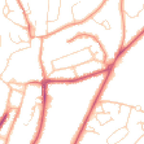 Daytime road noise heatmap for RH16 1BX