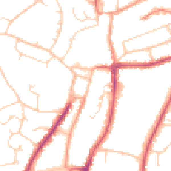 Daytime road noise heatmap for RH16 1DB