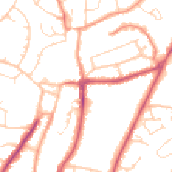 Daytime road noise heatmap for RH16 1DP
