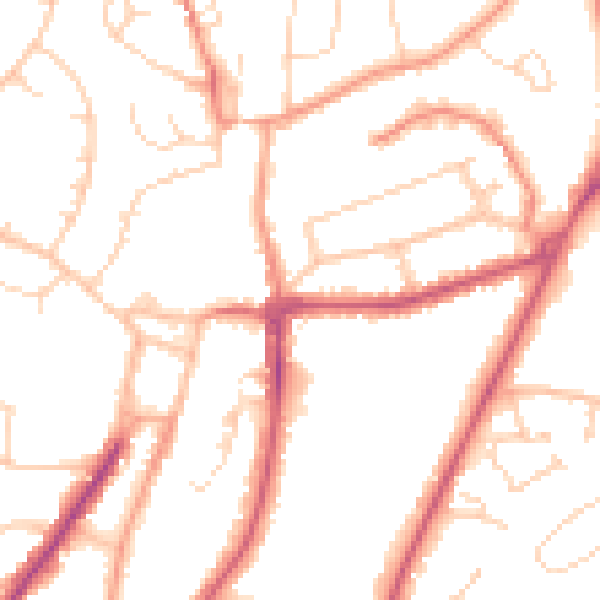 Daytime road noise heatmap for RH16 1DZ