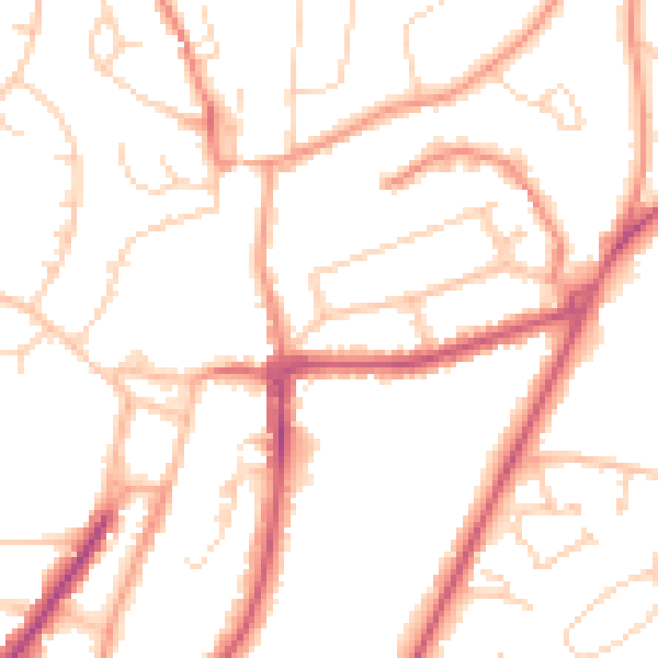 Daytime road noise heatmap for RH16 1EB