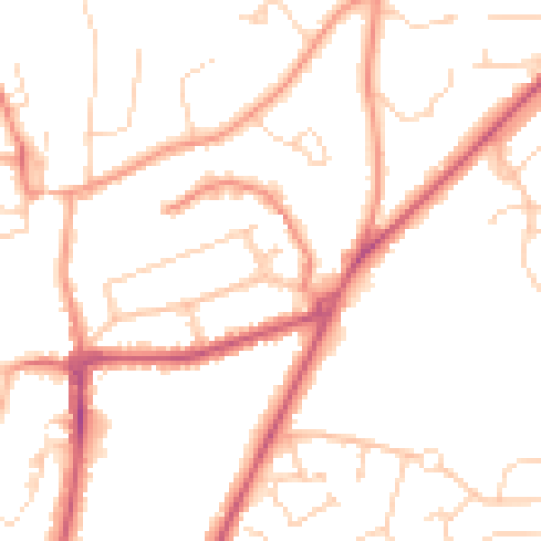 Daytime road noise heatmap for RH16 1EF