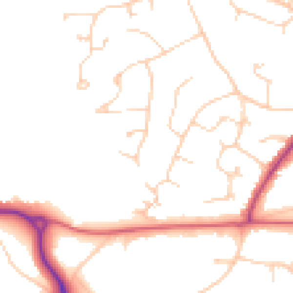 Daytime road noise heatmap for RH16 1EW