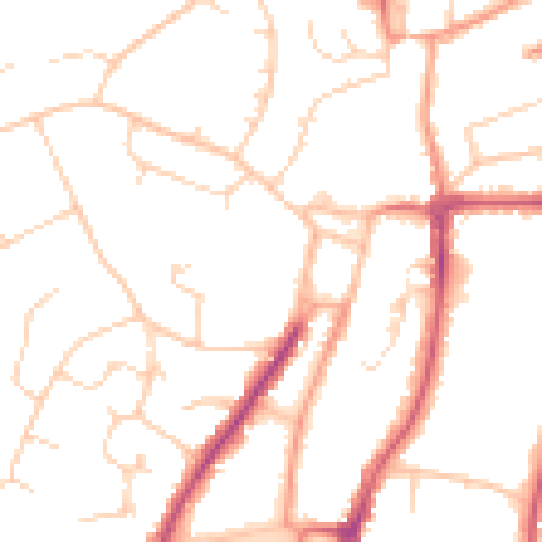 Daytime road noise heatmap for RH16 1FD