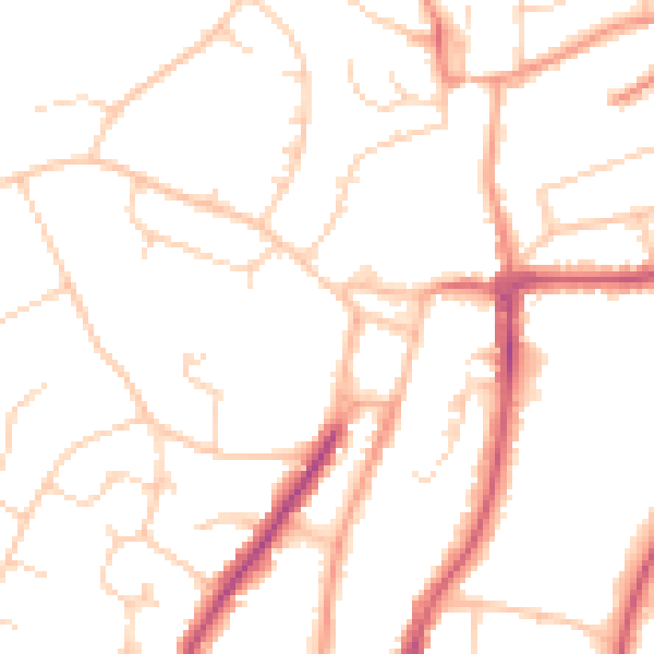 Daytime road noise heatmap for RH16 1FF