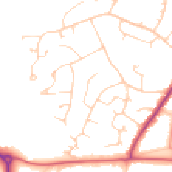 Daytime road noise heatmap for RH16 1JT