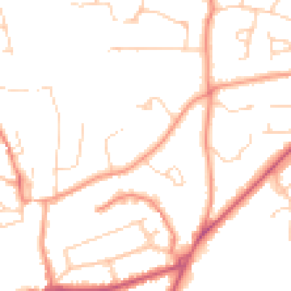 Daytime road noise heatmap for RH16 1QU