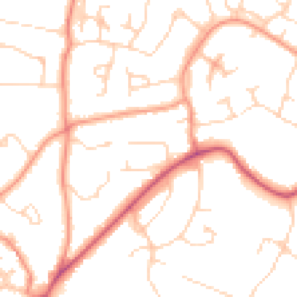 Daytime road noise heatmap for RH16 2AU
