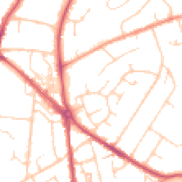 Daytime road noise heatmap for RH16 3JQ