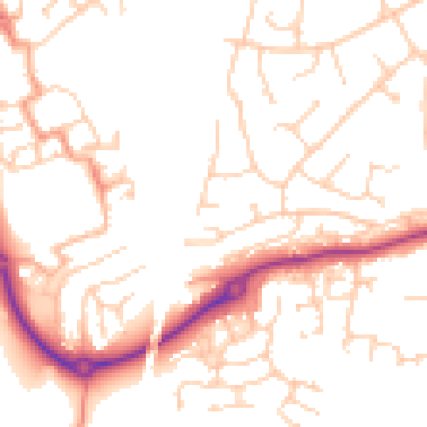 Daytime road noise heatmap for RH16 4NT