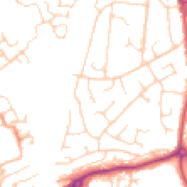 Daytime road noise heatmap for RH16 4PZ
