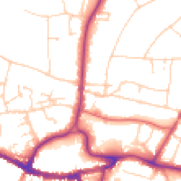 Daytime road noise heatmap for RH2 0BA