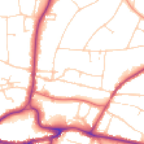 Daytime road noise heatmap for RH2 0BN