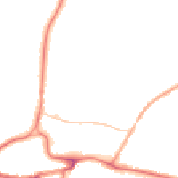 Night-time road noise heatmap for RH2 0BN