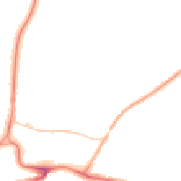 Night-time road noise heatmap for RH2 0BP