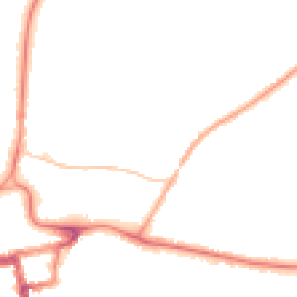 Night-time road noise heatmap for RH2 0BX