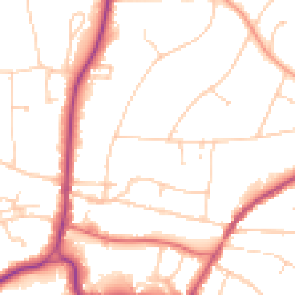 Daytime road noise heatmap for RH2 0DD