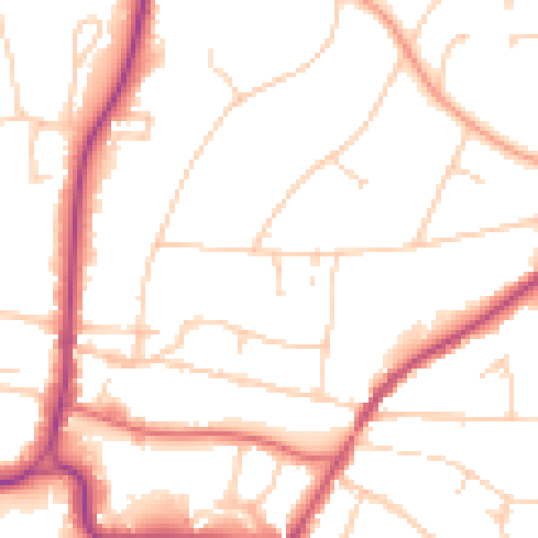 Daytime road noise heatmap for RH2 0DE