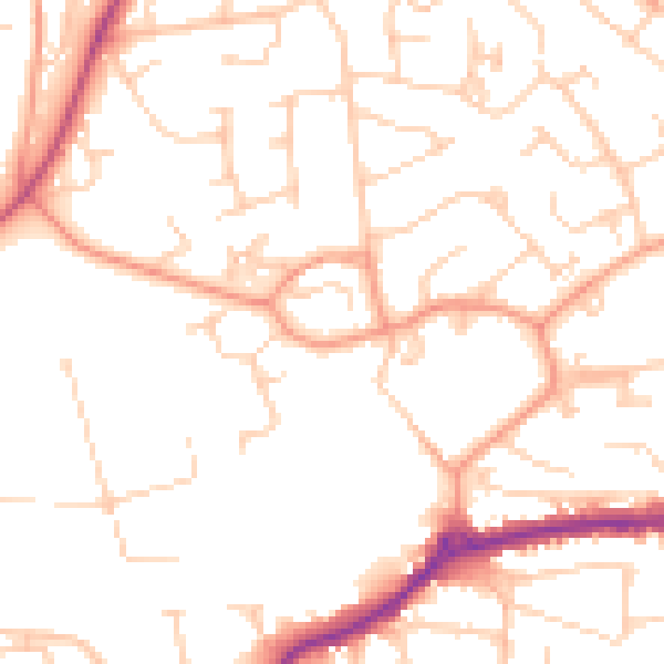 Daytime road noise heatmap for RH2 0LN