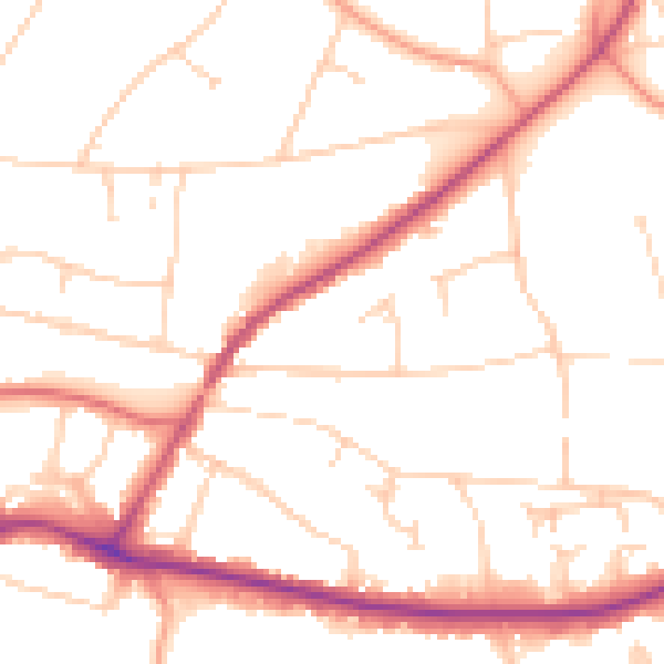 Daytime road noise heatmap for RH2 0NN