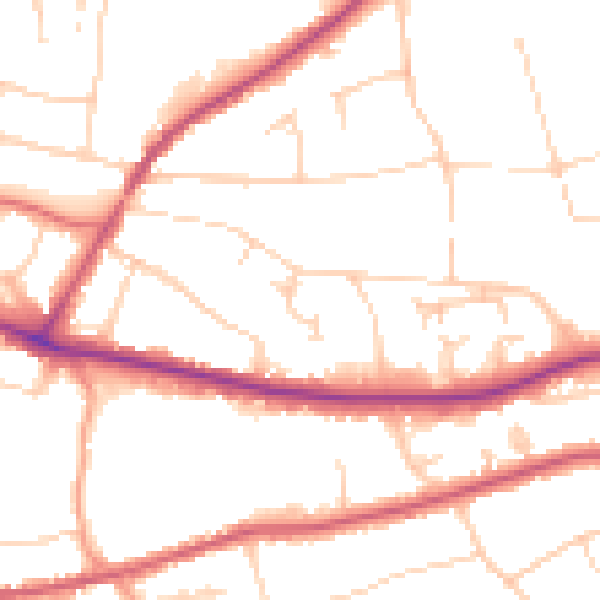 Daytime road noise heatmap for RH2 0QA