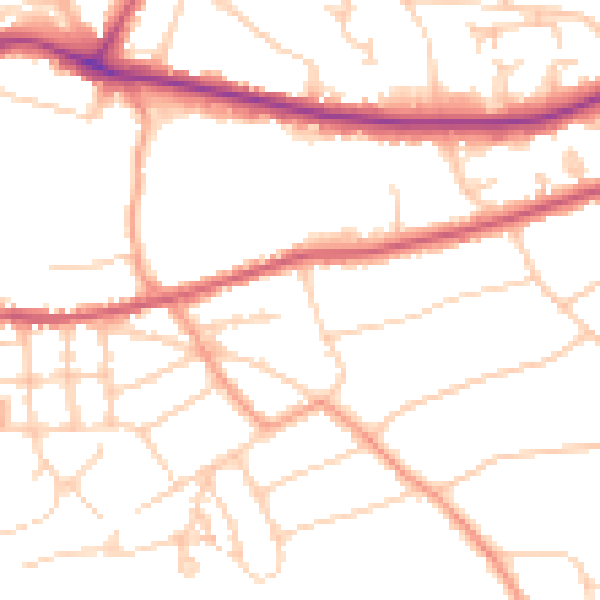 Daytime road noise heatmap for RH2 7DT