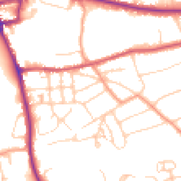 Daytime road noise heatmap for RH2 7LA
