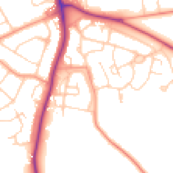 Daytime road noise heatmap for RH2 7RB