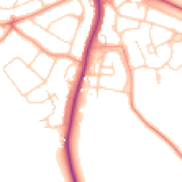 Daytime road noise heatmap for RH2 8BU