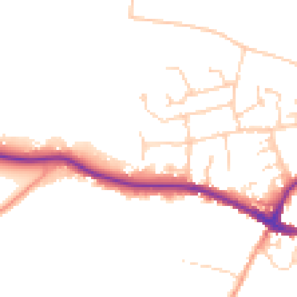 Daytime road noise heatmap for RH2 9DG