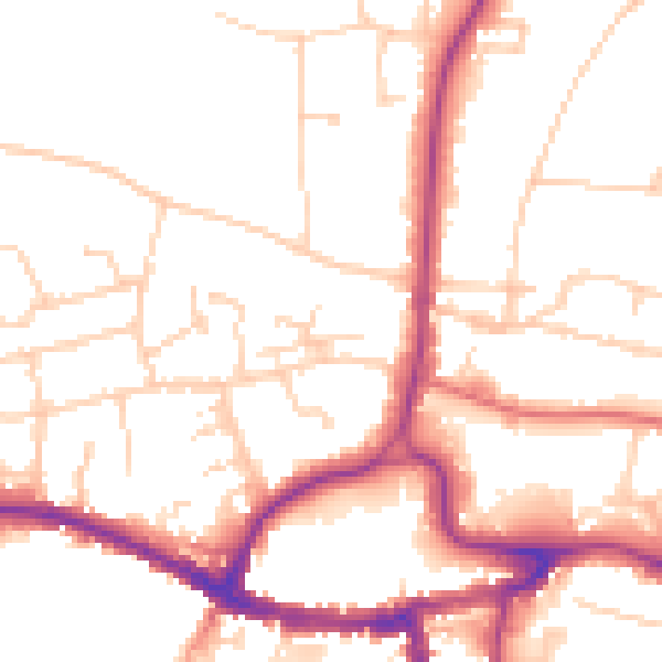 Daytime road noise heatmap for RH2 9HD