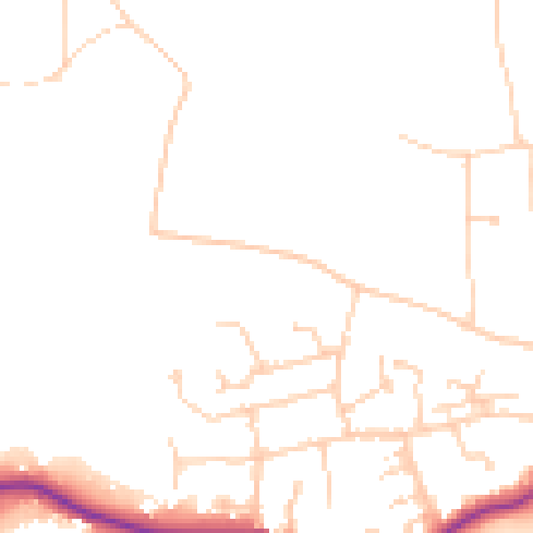 Daytime road noise heatmap for RH2 9LA