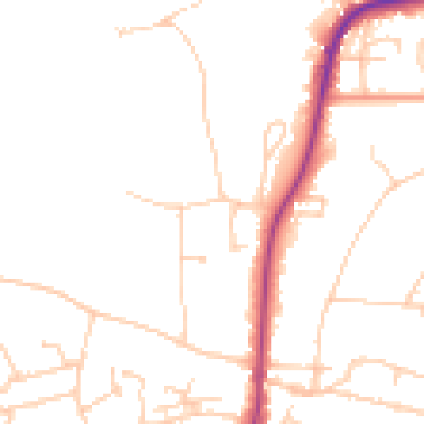 Daytime road noise heatmap for RH2 9LP