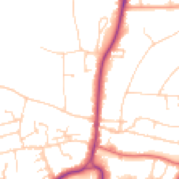 Daytime road noise heatmap for RH2 9NP