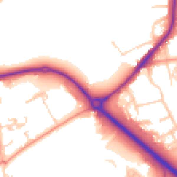 Daytime road noise heatmap for RH6 0AA