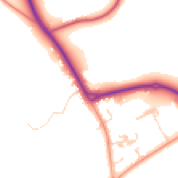 Daytime road noise heatmap for RH6 0AU