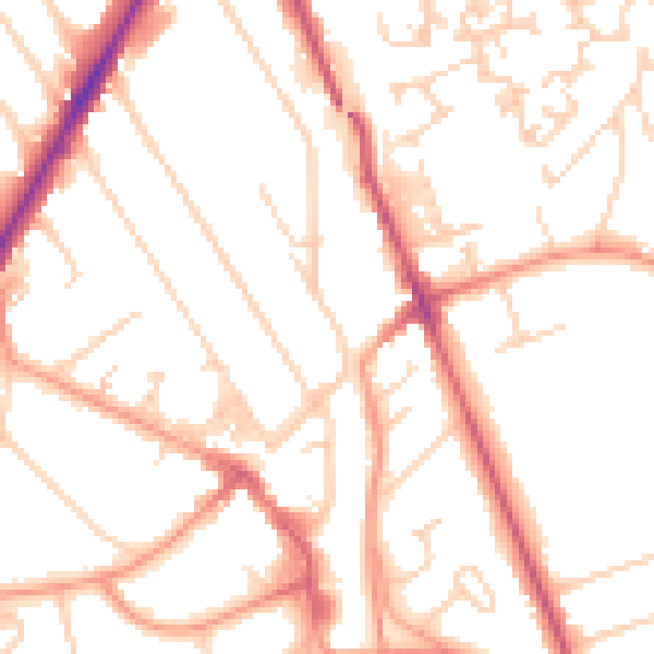 Daytime road noise heatmap for RH6 7BS