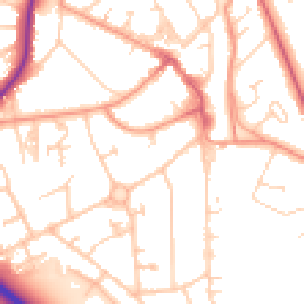 Daytime road noise heatmap for RH6 7DD