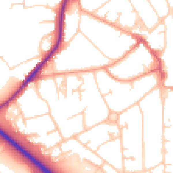 Daytime road noise heatmap for RH6 7DU