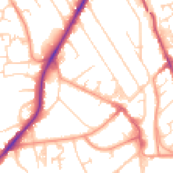 Daytime road noise heatmap for RH6 7PX