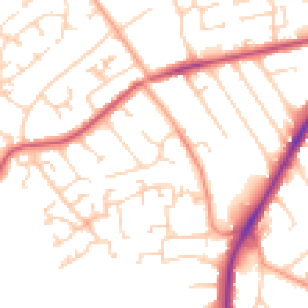 Daytime road noise heatmap for RH6 8AU