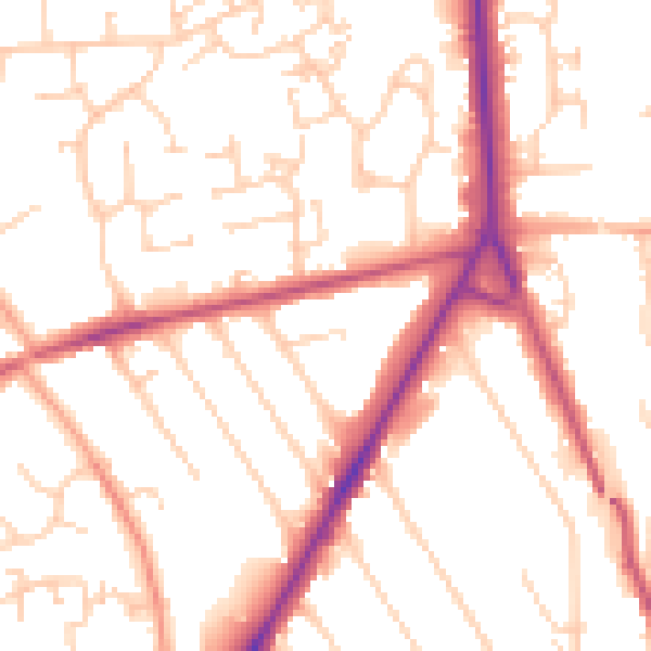 Daytime road noise heatmap for RH6 8DS