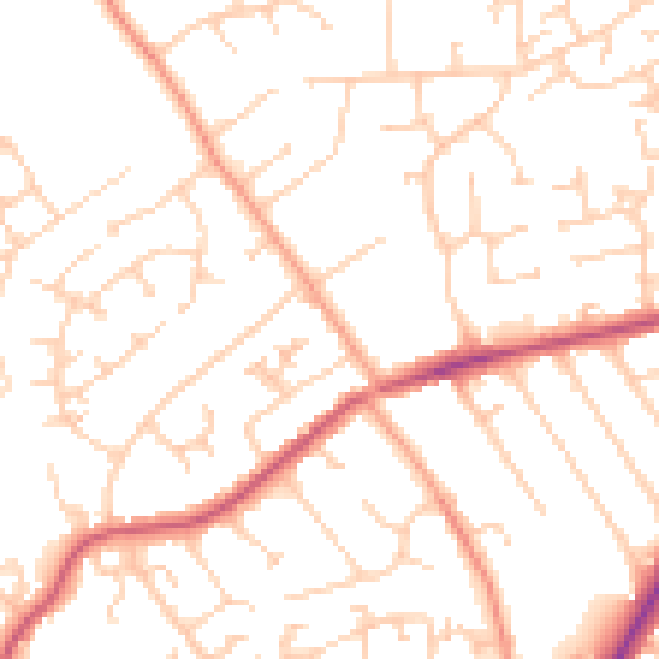 Daytime road noise heatmap for RH6 8EE